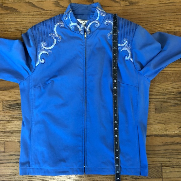 St. John Sport Blue Embroidered Zip Up Jacket Sz S - Picture 6 of 8